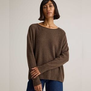 Quince Boatneck Mongolian Cashmere Sweater Brown Small